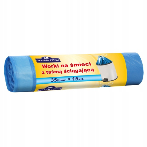 General Fresh worki na śmieci niebieskie z taśmą ściągającą 35 l