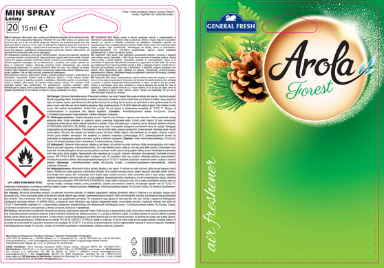 General Fresh Arola Mini Spray wkład do odświeżacza Las 15 ml