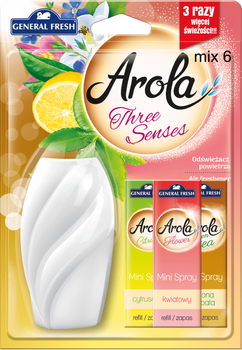 General Fresh Arola Mini Spray odświeżacz powietrza Mix 6 szt. – Konwalia, Morze, Zielona Herbata, Cytryna, Las, Lotos