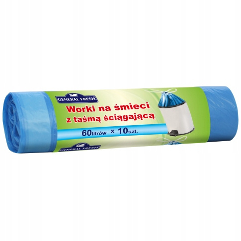 General Fresh worki na śmieci niebieskie z taśmą ściągającą 60 l