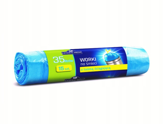 General Fresh worki na śmieci niebieskie z taśmą ściągającą 35 l