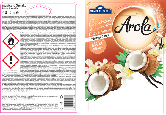 General Fresh Arola Magiczna Szyszka odświeżacz powietrza Kokos i Wanilia 40 ml
