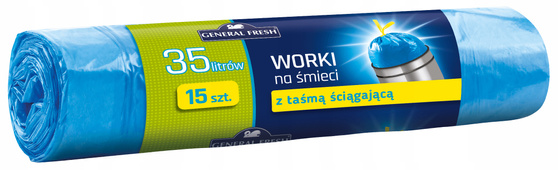 General Fresh worki na śmieci niebieskie z taśmą ściągającą 35 l