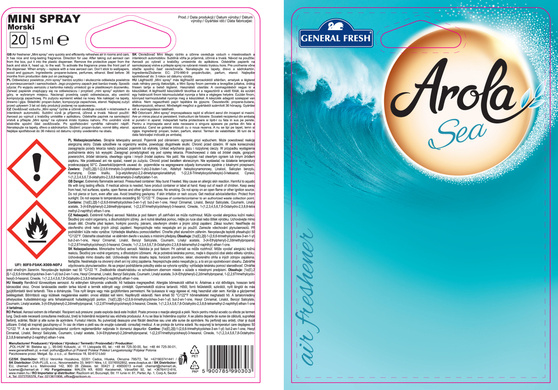 General Fresh Arola Mini Spray wkład do odświeżacza Morze 15 ml