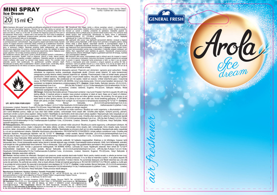 General Fresh Arola Mini Spray wkład do odświeżacza Ice Dream 15 ml
