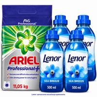 Ariel Professional+ 11,05 kg + 4 × Lenor Sea Breeze 500 ml gratis
